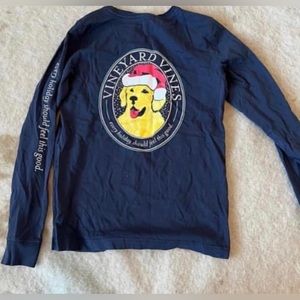 Vineyard vine Christmas pup longsleeve tee